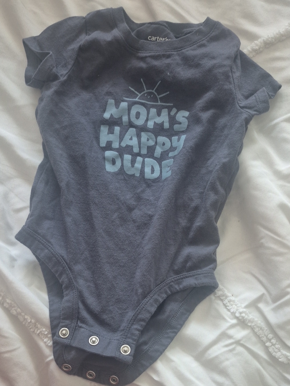 Carter's Navy Blue 'Mom's Happy Dude' Bodysuit